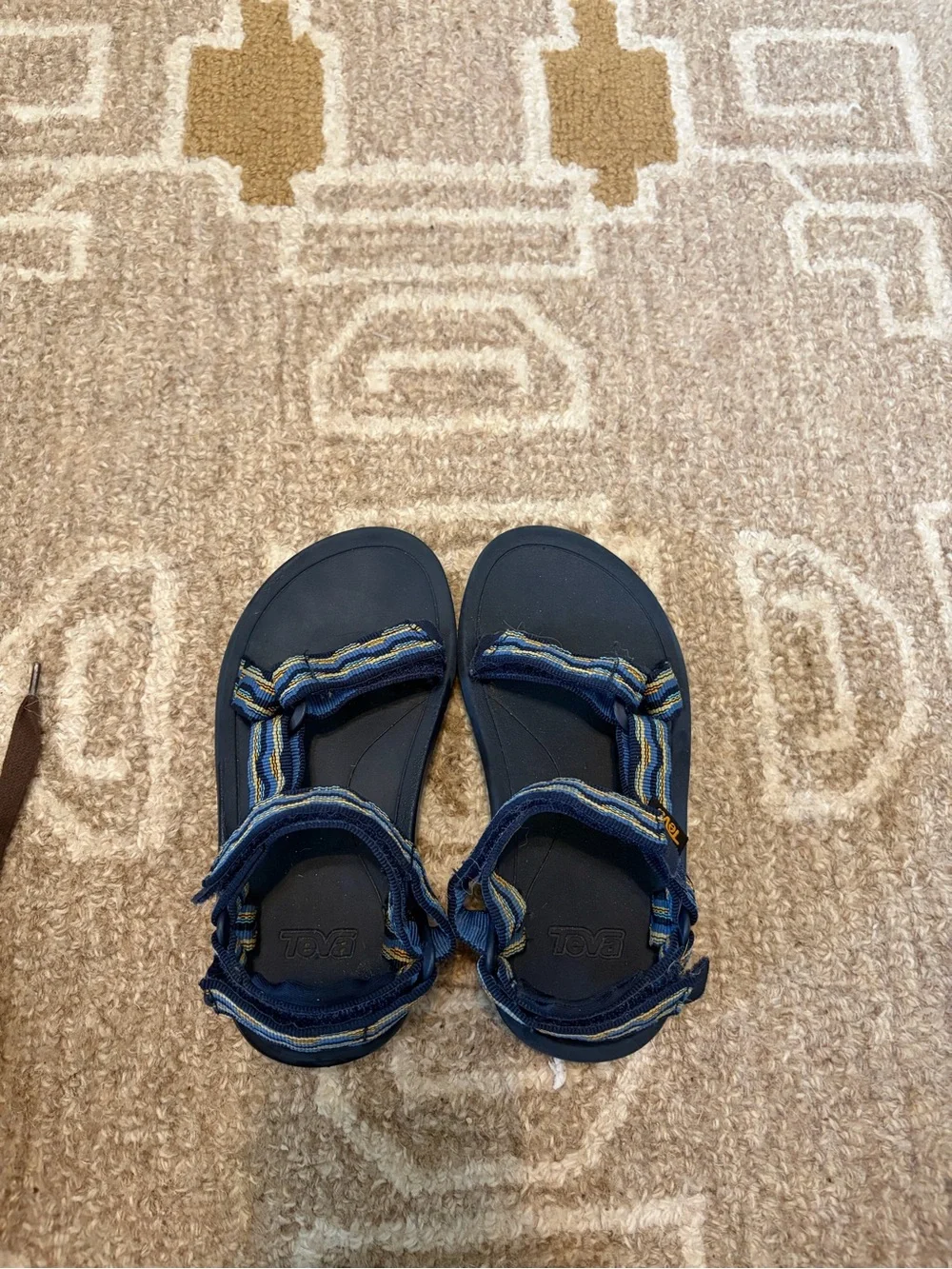 Teva Kids Navy Blue Strappy Sandals with Yellow Accent